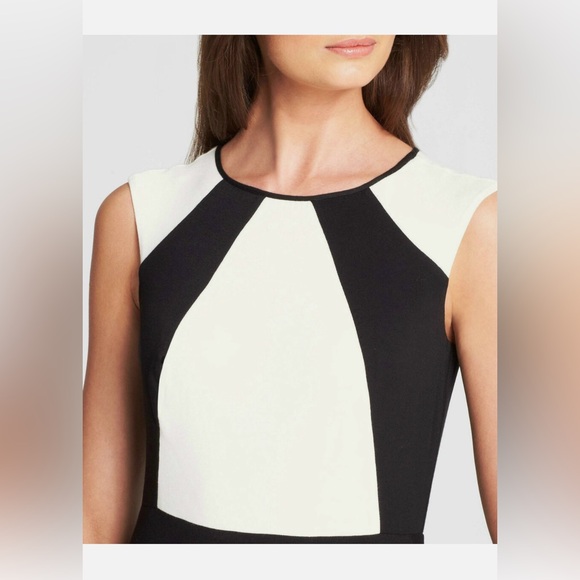 Ann Taylor NWT colorblock handkerchief hem black/white dress Size 10 - Picture 2 of 14